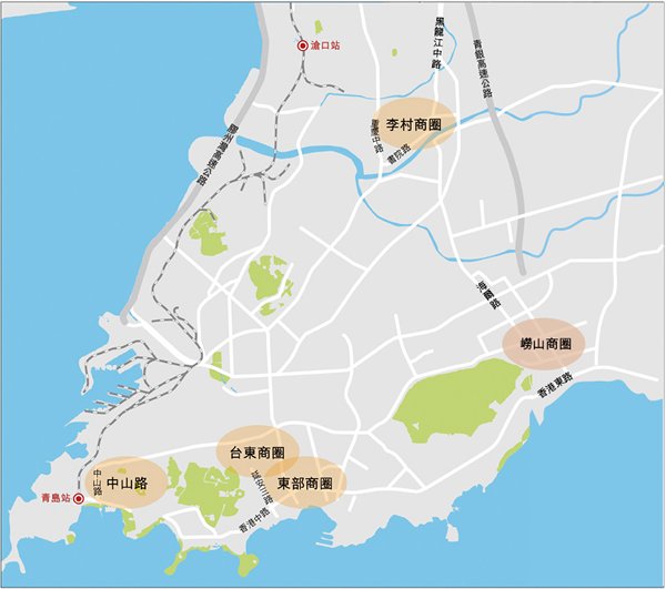 图:青岛市主要商圈
