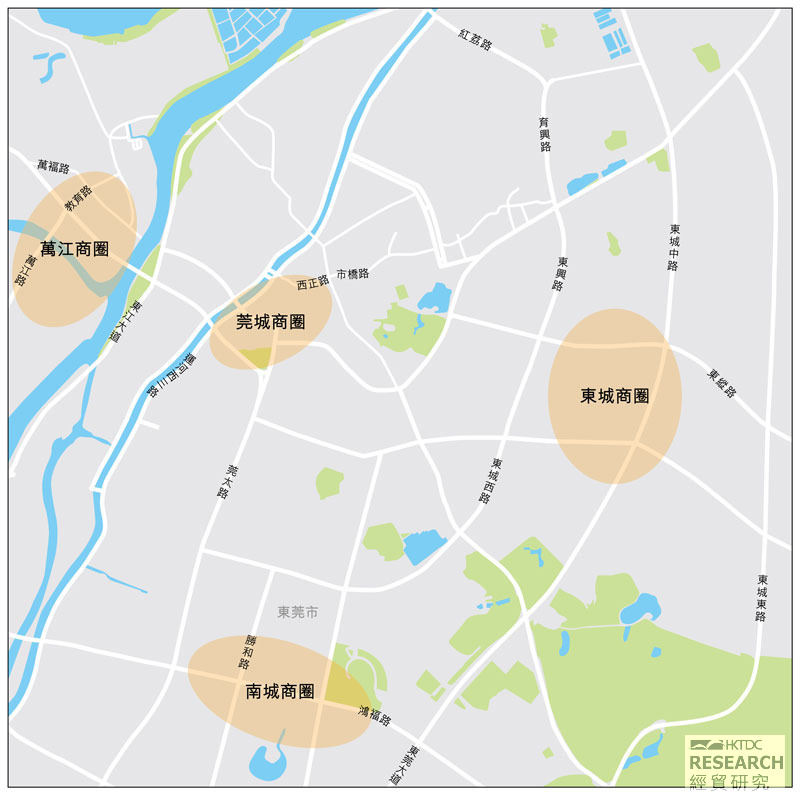 东莞市主要商圈介绍 东莞市的购物商圈主要集中在万江商圈,运河商圈