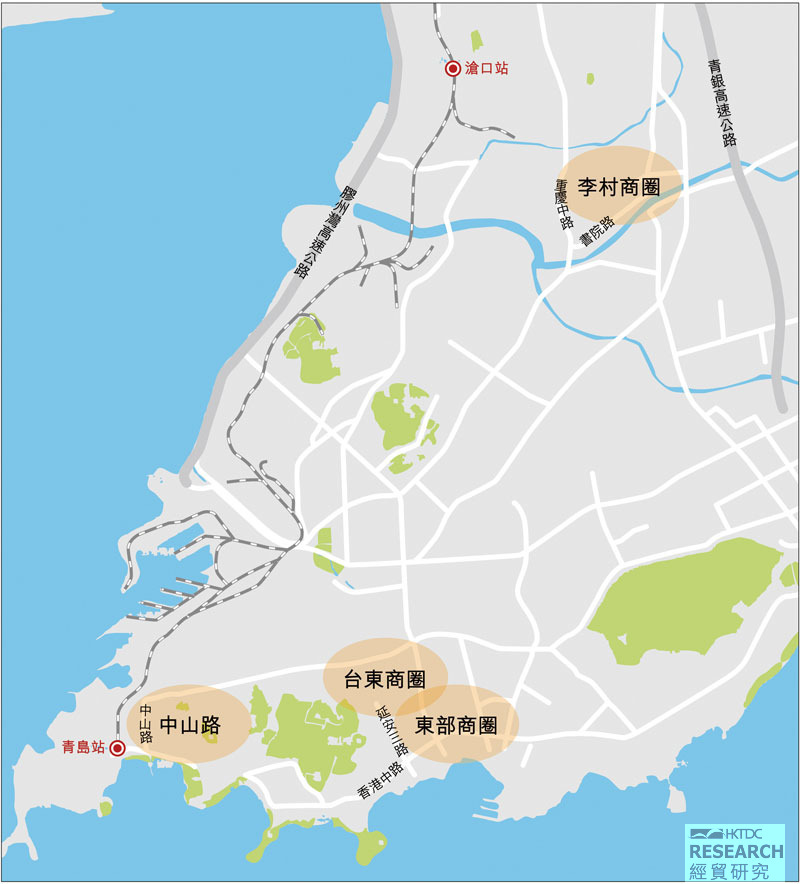 图:青岛市主要商圈