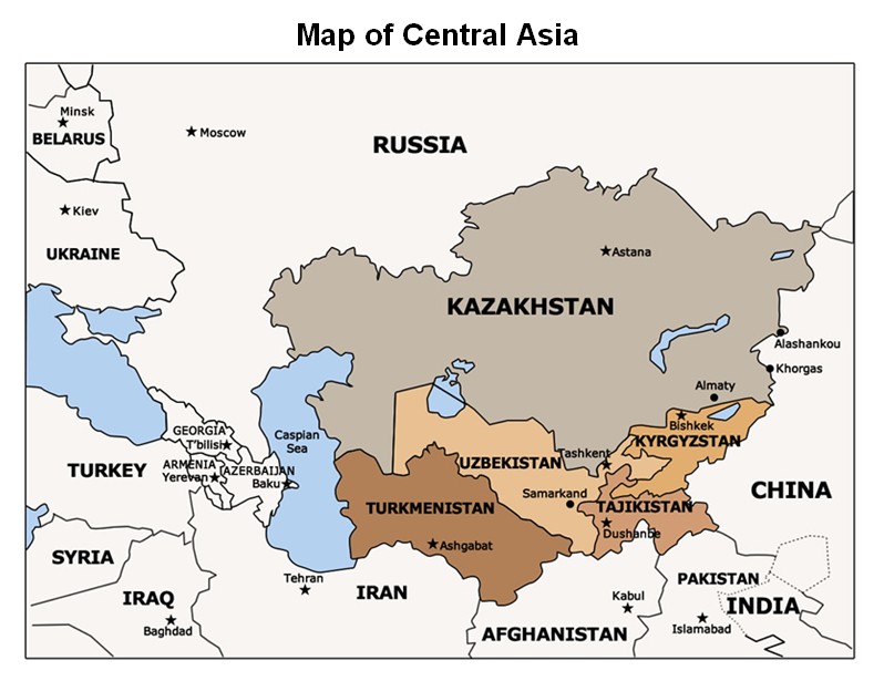 Карта центральной азии